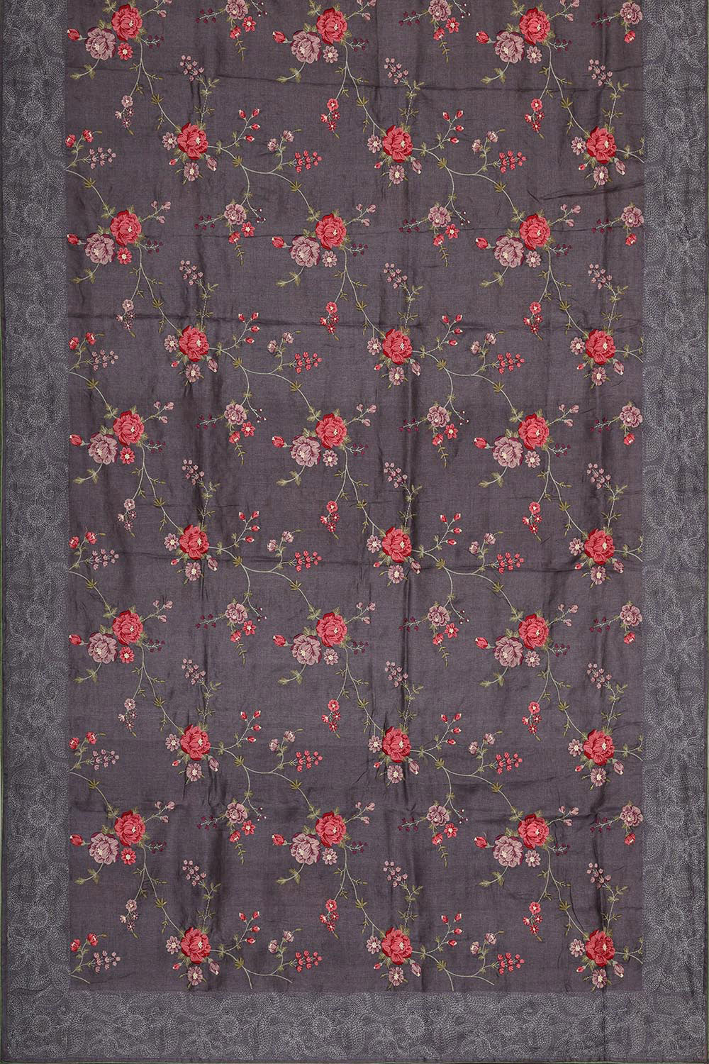 Image of Tussar Silk Charcoal Grey Saree